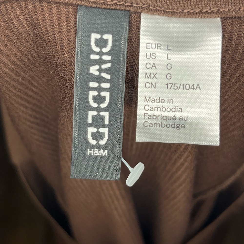 H&M Divided | Ribbed Sleeveless Polo Dress | Chocolate Brown | Large - Picture 3 of 5
